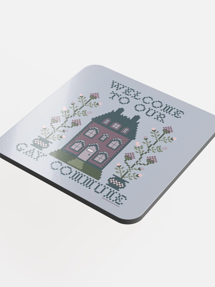 Welcome to Our Gay Commune Coaster - Trans Flag product image (4)