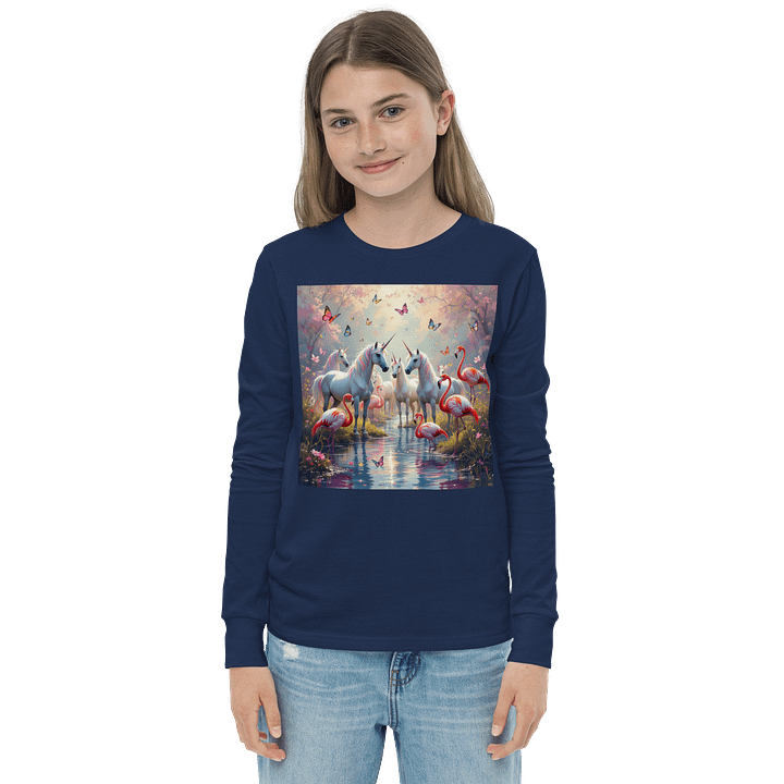 Enchanted Unicorn and Flamingo Youth T-Shirt product image (1)