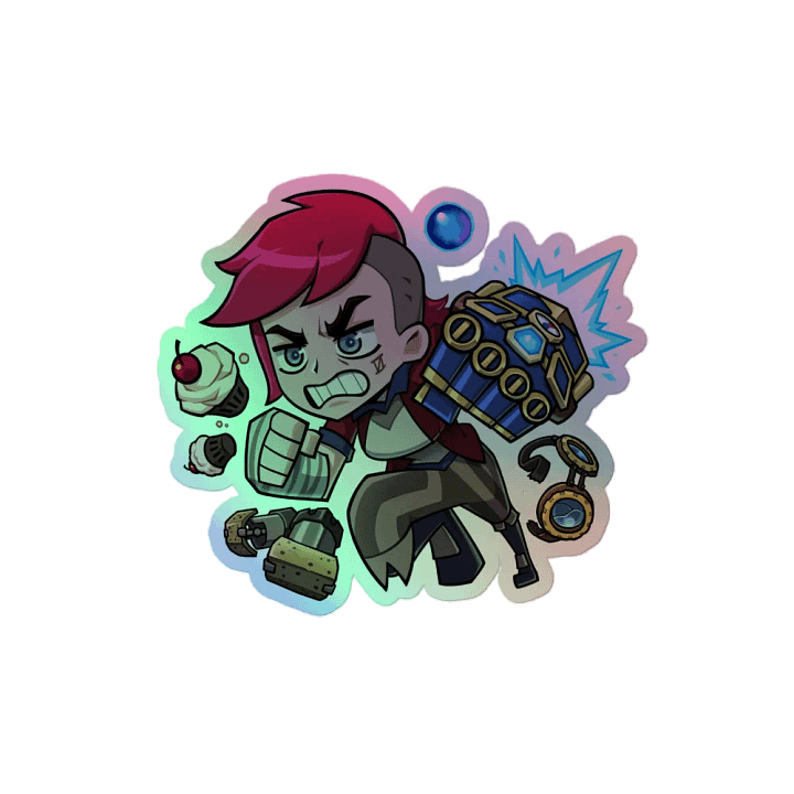 Crazy Pink Hair Girl Holo Sticker product image (2)