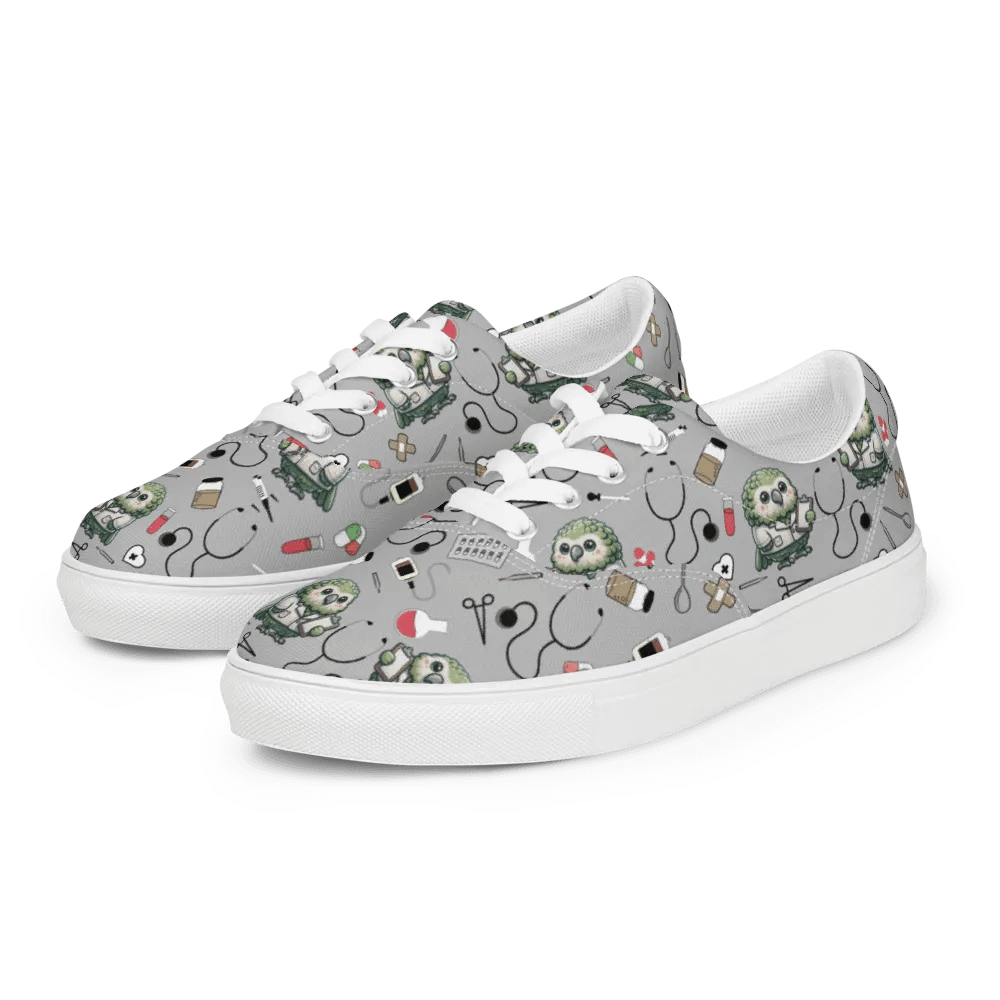 Cute Medical Kakapo Lace-up Canvas Shoes (Grey) product image (6)