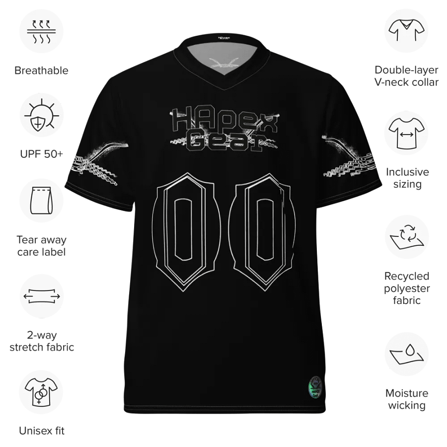 Eisko - Black - Recycled Unisex Sports Jersey - Black HApex Gear Black Logo product image (9)