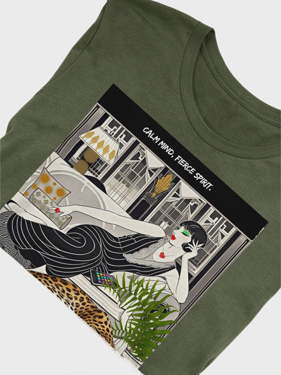 Calm Mind. Fierce Spirit 1920s Flapper Woman with Leopard - Colorful Graphic T-Shirt product image (5)