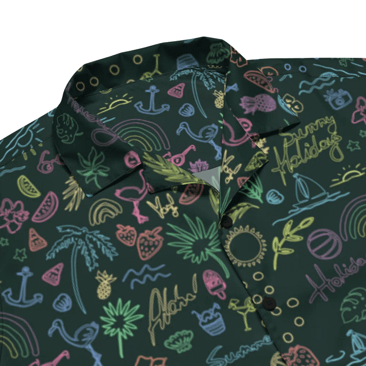 Retro Neon Sunset Palm Trees Hawaiian Shirt product image (2)
