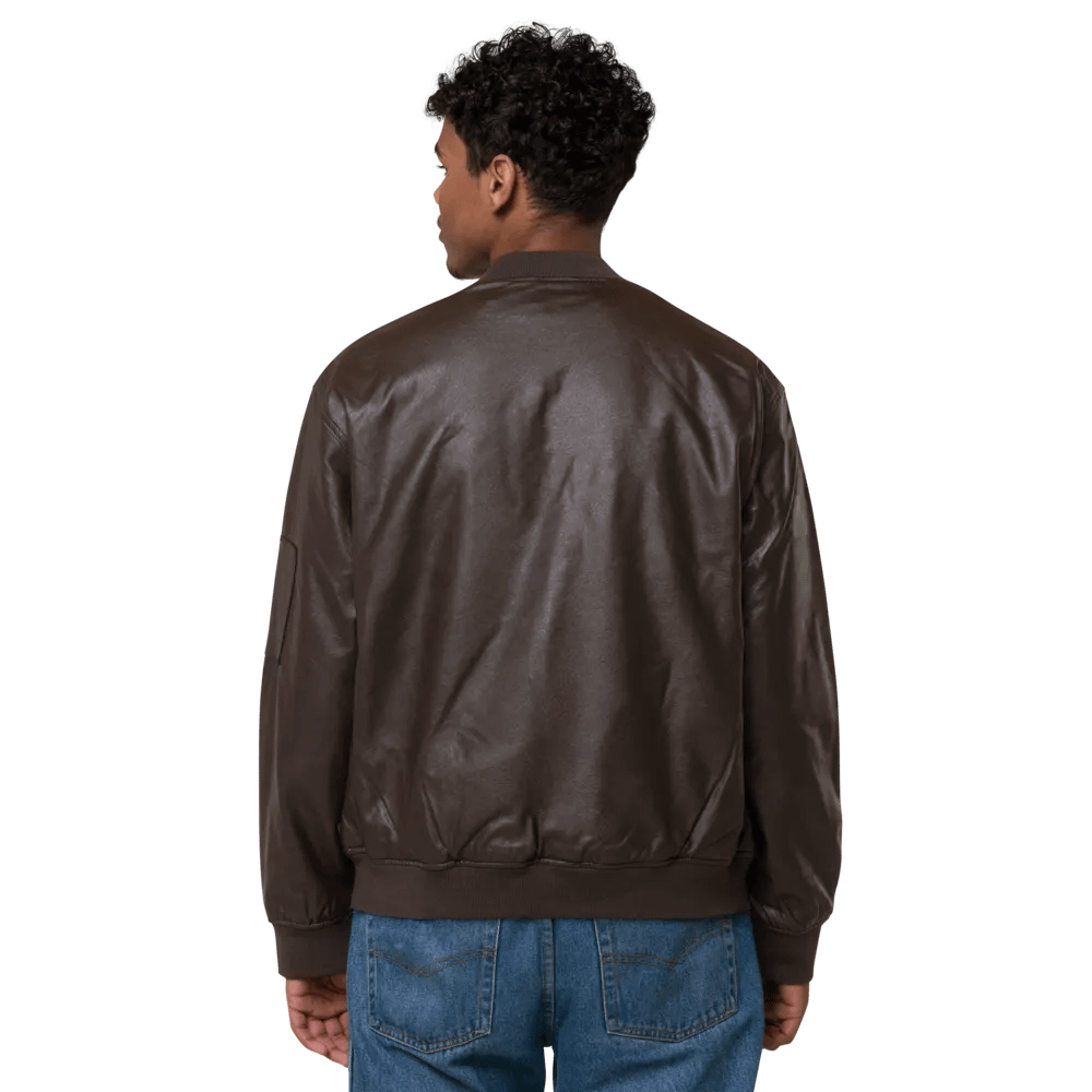 Bubbly and a B (navy shadow design) faux leather bomber jacket product image (8)