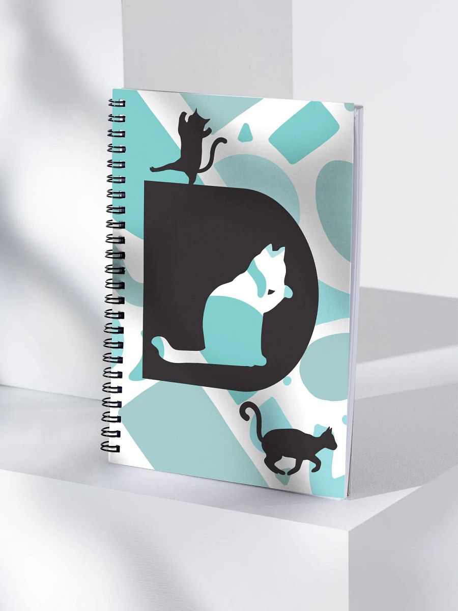 Monogram Letter D Cat Lover Geometric Blues Notebook product image (5)