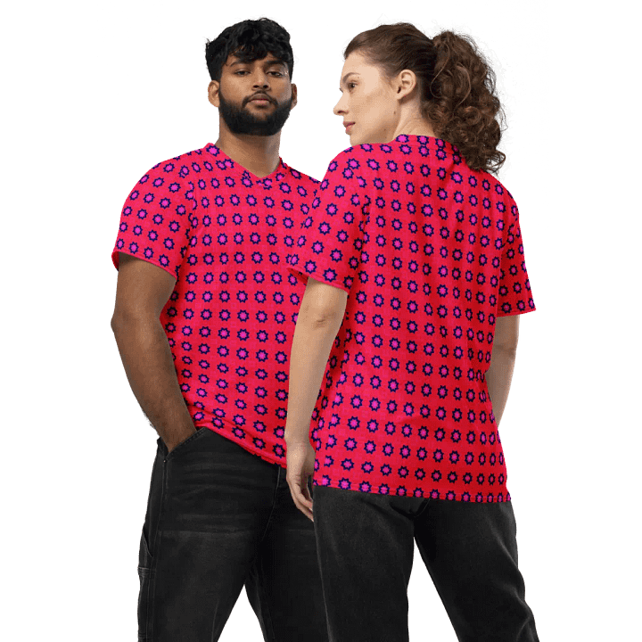 Abstract Red Unisex V Neck Sports Jersey product image (1)