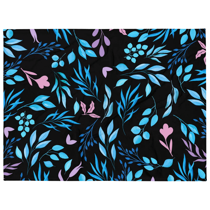 Blue And Purple Leaves Artistic Design Throw Blanket product image (1)