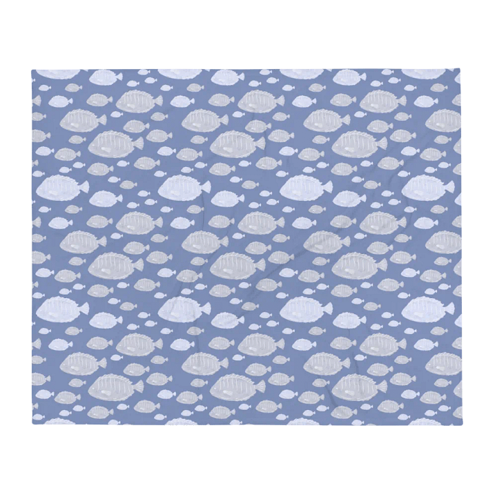 Seaside Chic - Fish Pattern Blue Soft Plush Blanket in two sizes product image (2)
