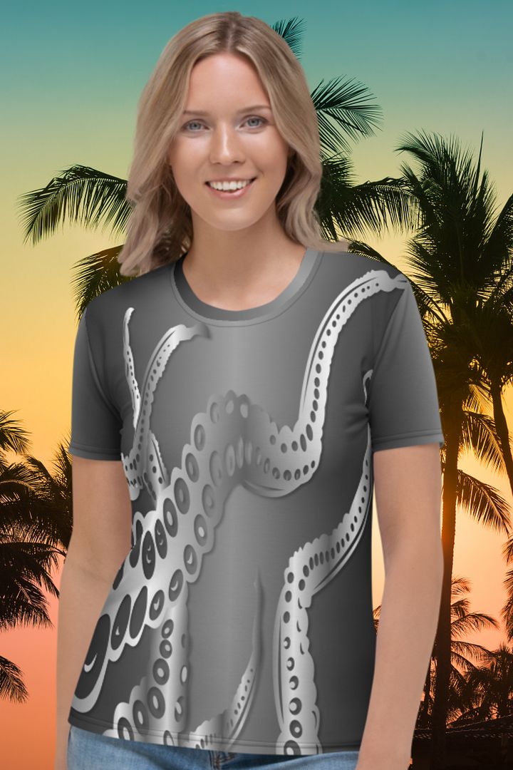 Octopus Tentacles Silver All Over Print T-shirt product image (1)