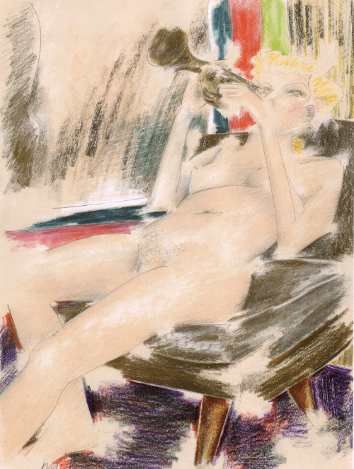 Woman Playing a Trumpet 1985 print product image (1)