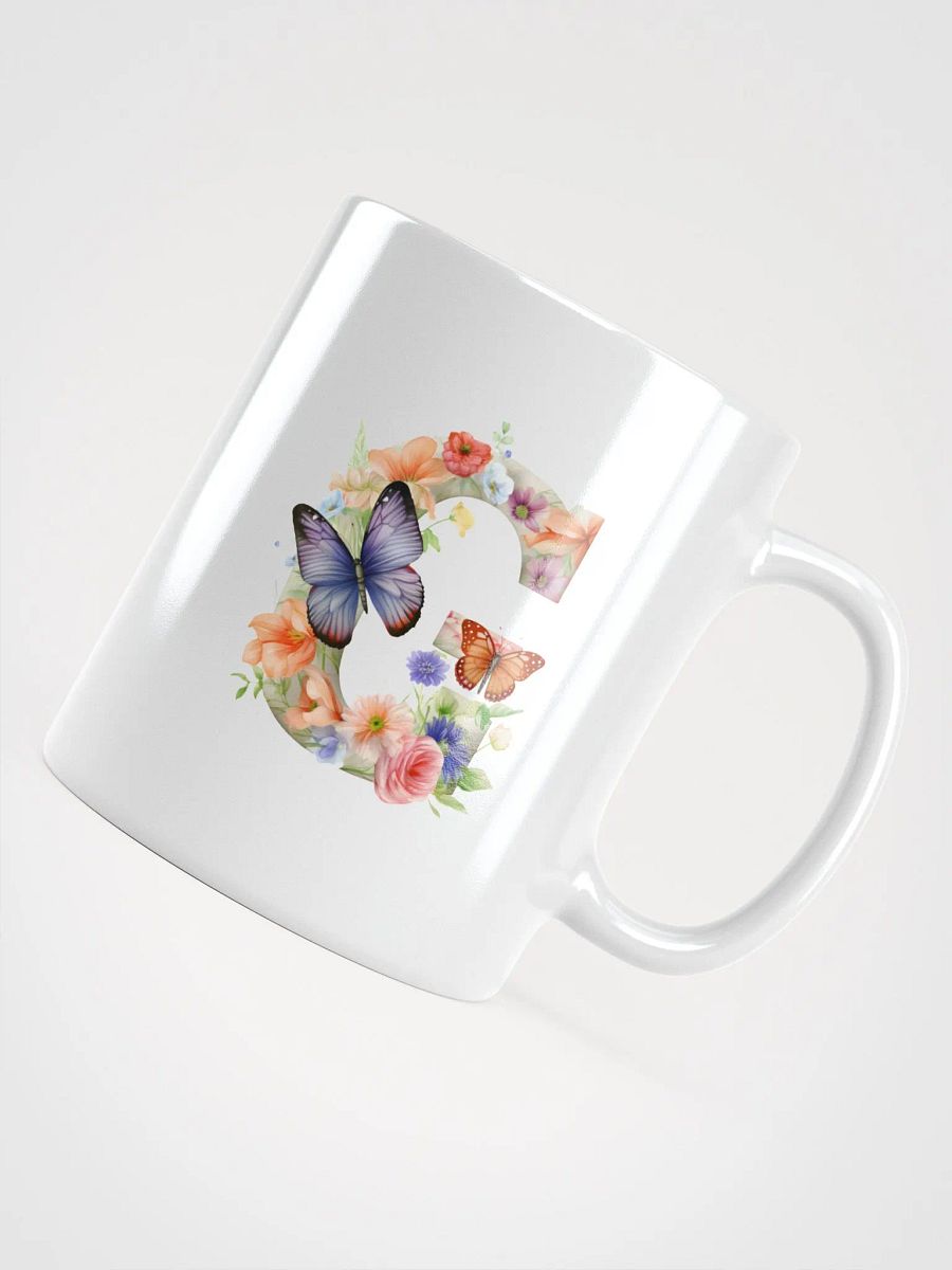 Letter G Monogram Floral Fantasy White Glossy Mug product image (11)