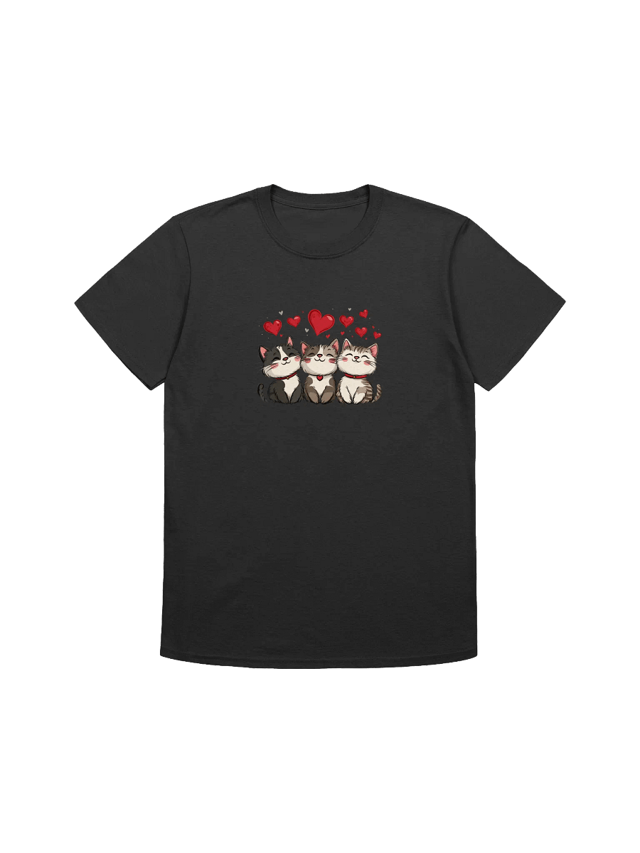 Cute Cats and Red Hearts Valentine’s Day Unisex T-Shirt product image (1)