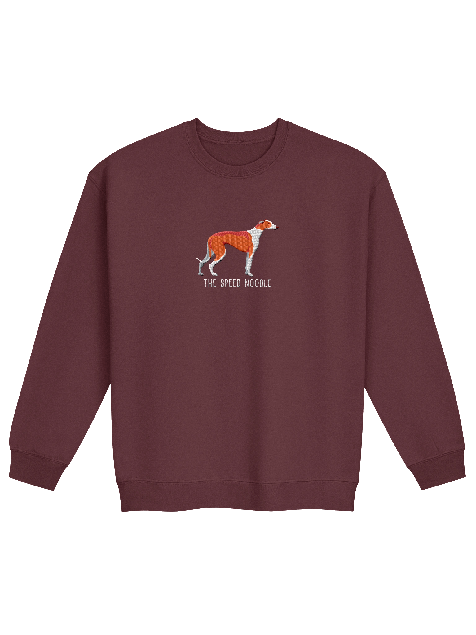 The Speed Noodle Sweatshirt (Embroidered) of an English Greyhound(Red & White) product image (5)