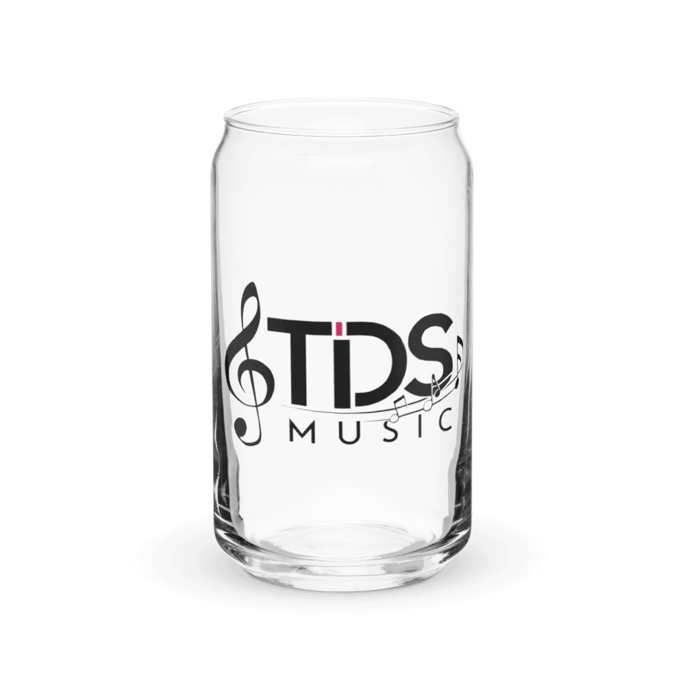 TDS Music Can-Shaped Glass with Bamboo Lid and Metal Straw - 16oz Music Themed product image (3)
