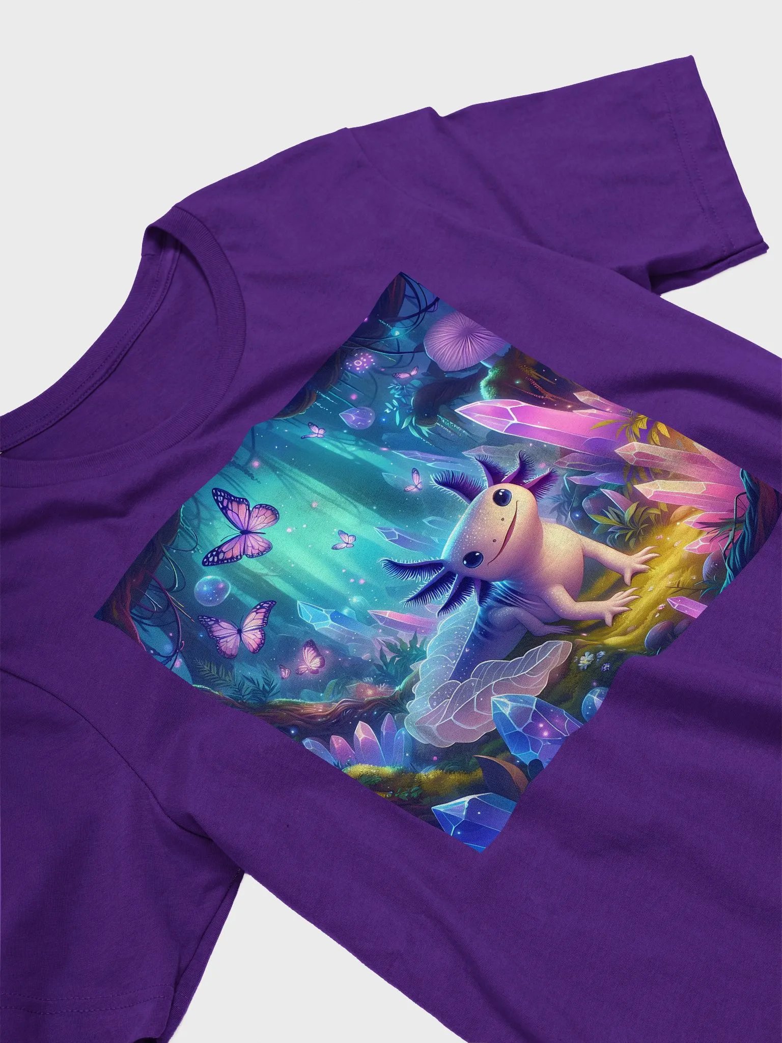 Cute Axolotl Shirt #2 - Crystals and Butterflies - Axolotl Lovers Colection product image (3)