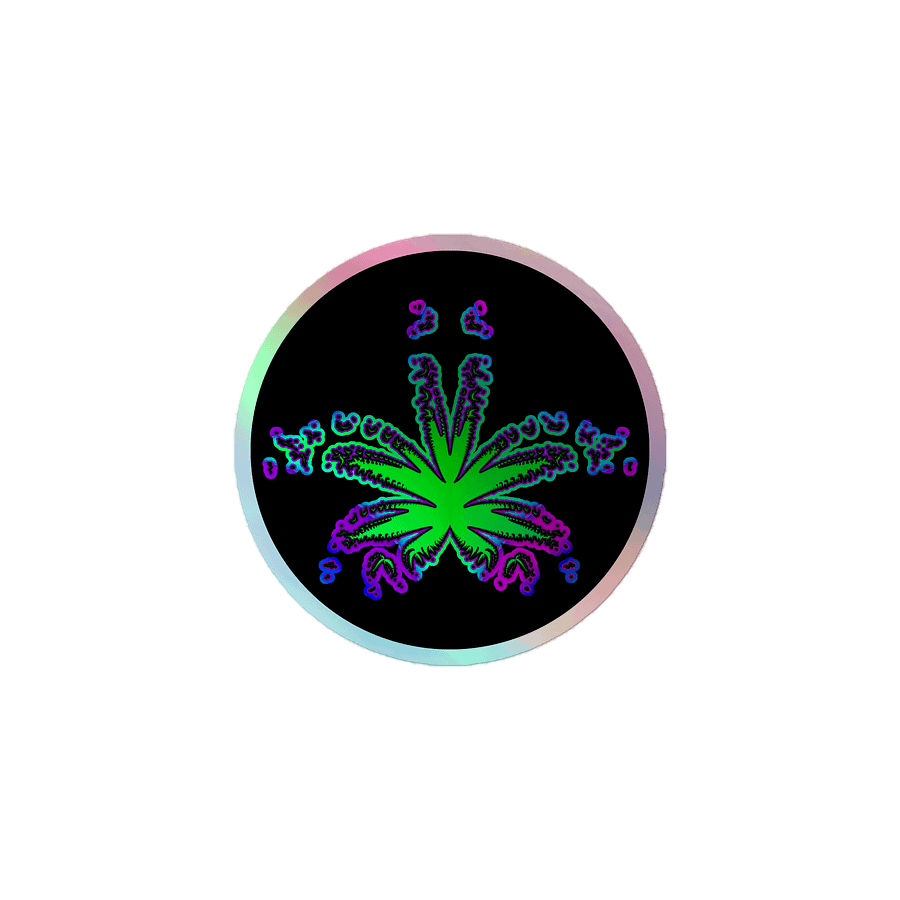 Trippy Weed Leaf Holographic Stoner Sticker, Green Purple Pink Blue Twisted Budz Cannabis Art product image (1)