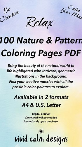 100 Nature and Pattern Coloring Pages PDF Digital Download.
#coloringpages #coloringpagesforadults #coloringpagesforkids #col...