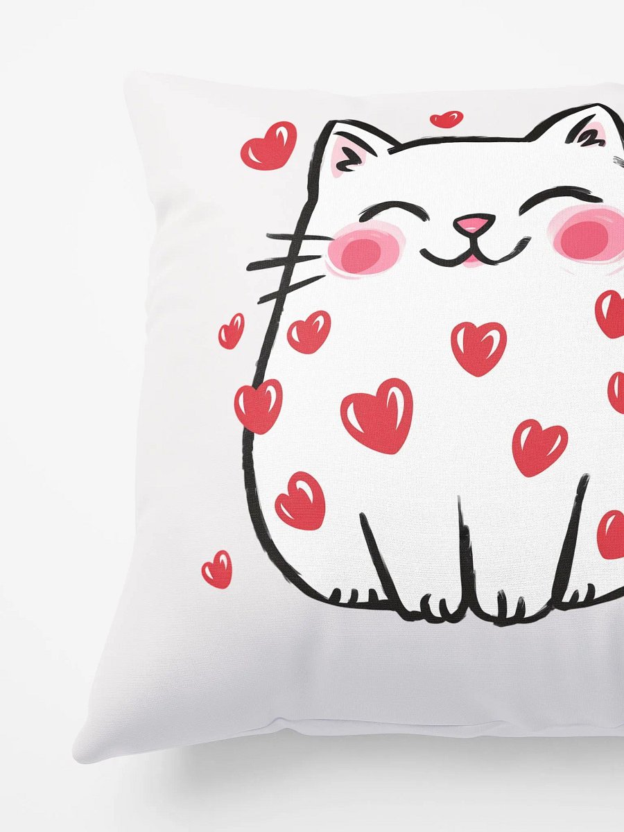 Adorable Cat Surrounded by Hearts Pillow product image (6)