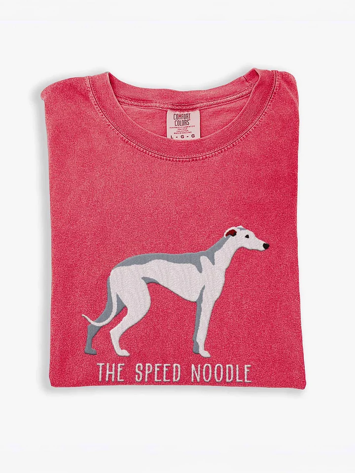The Speed Noodle T-Shirt(Embroidered) of a Greyhound(White) product image (1)