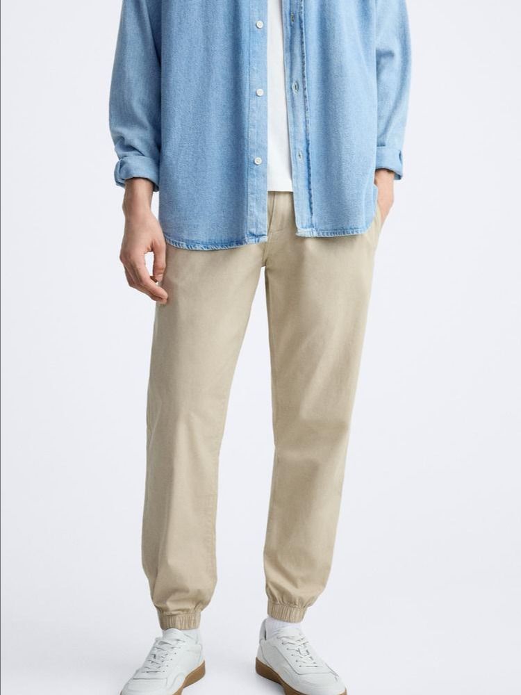 POPLIN JOGGER WAIST TROUSERS product image (9)