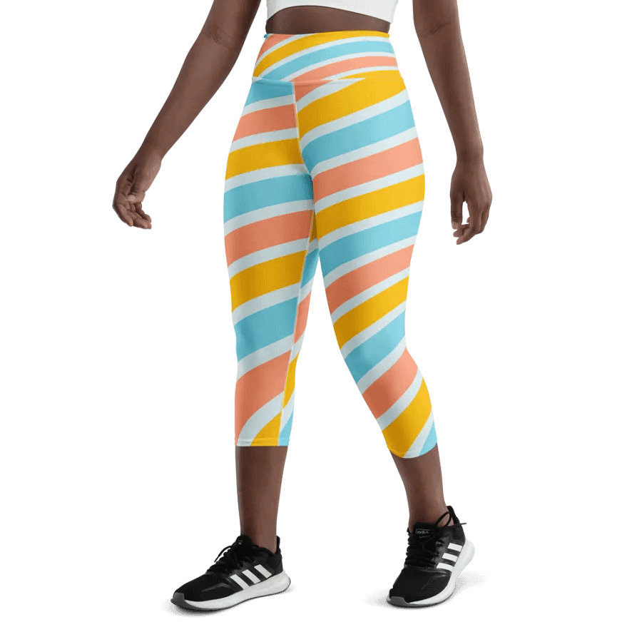 Cheerful Sorbet Stripes All-Over Print Capri Leggings product image (7)