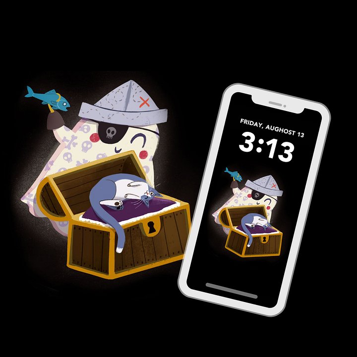 Little Ghost Pirate Captain - Digital Wallpaper for Mobile Phone product image (2)