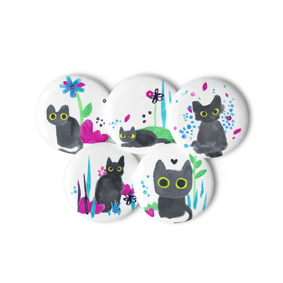 Derpy Floral Cat Fam - Set of Five 1.25