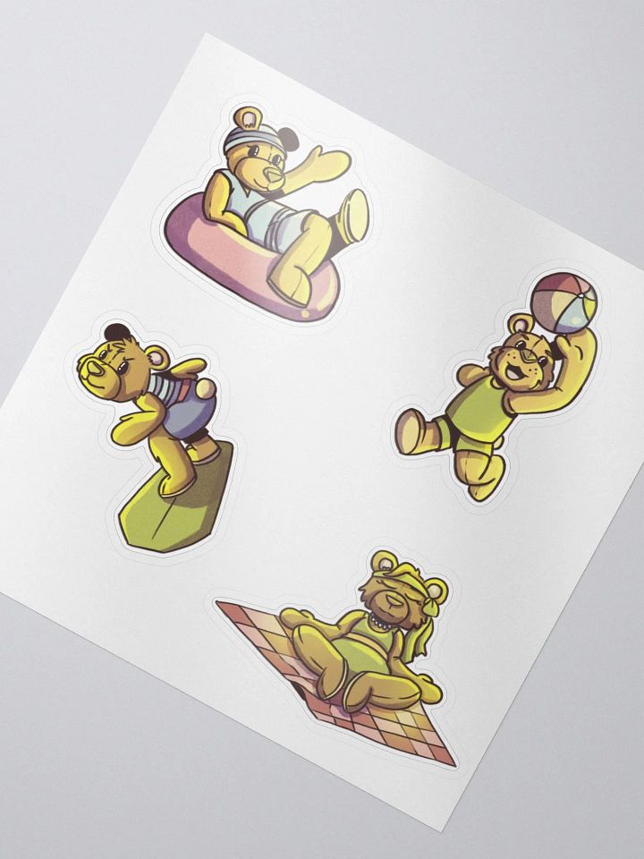 1950s Style Teddy Bears at the Beach Sticker Set - Retro Summer Decals product image (2)