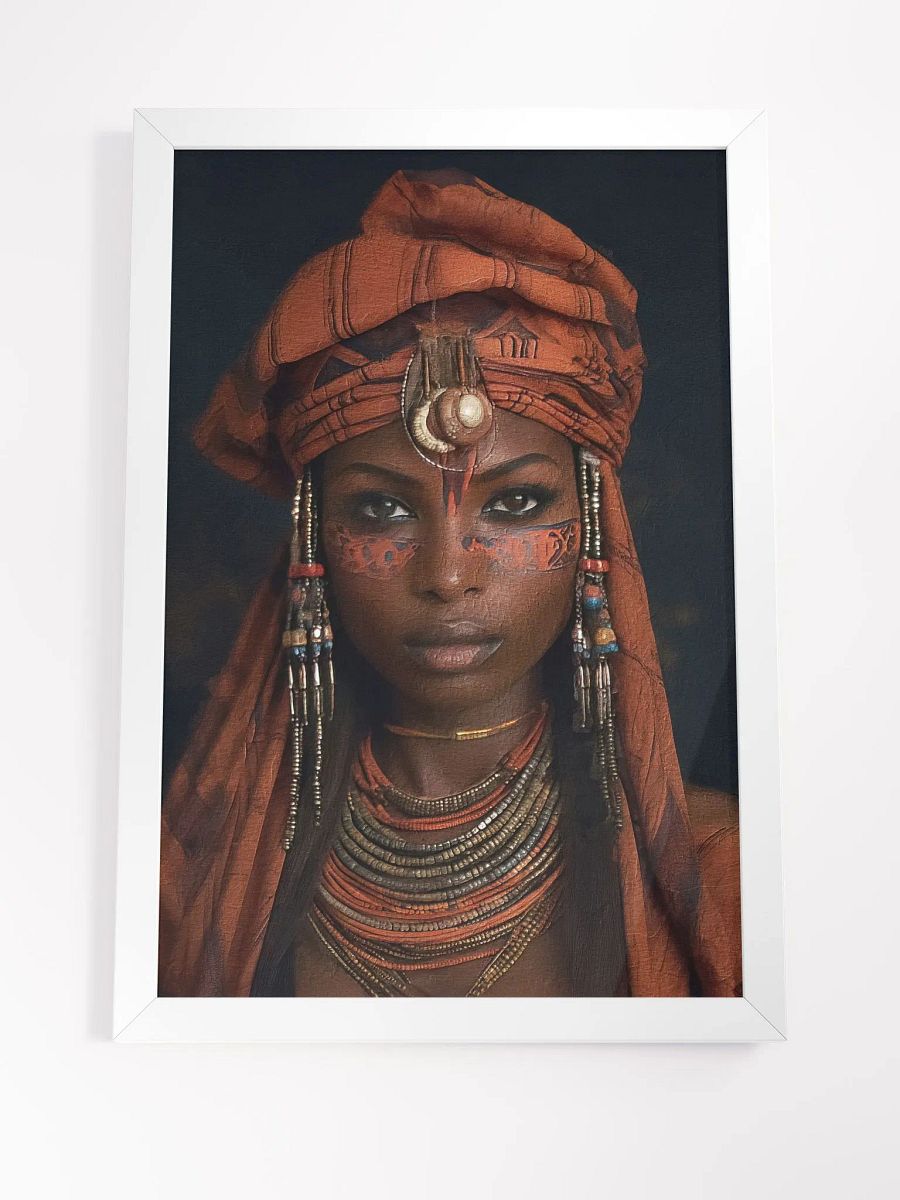 African Woman in Traditional Head Dress, Multi-Colored Jewelry Poster Print, Framed product image (13)