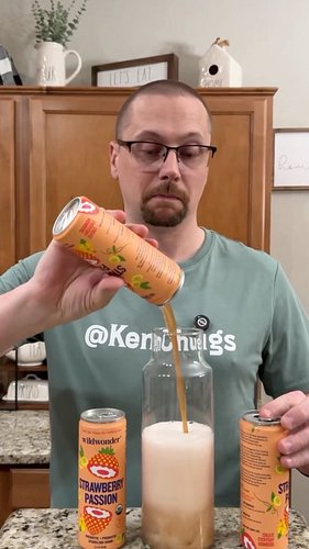 Chugging Wildwonder Strawberry Passion Sparkling Drink! #kenchugs #wildwonder #fyp