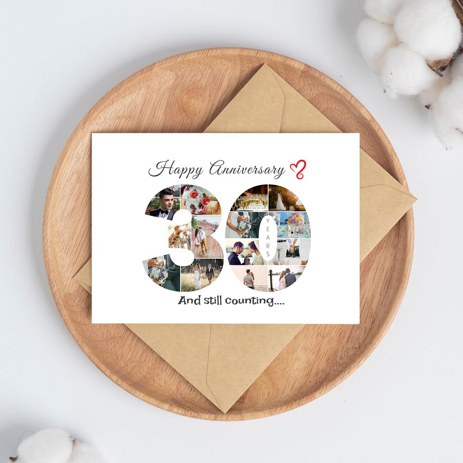 30 Year Anniversary Photo Card Editable Canva Template product image (9)