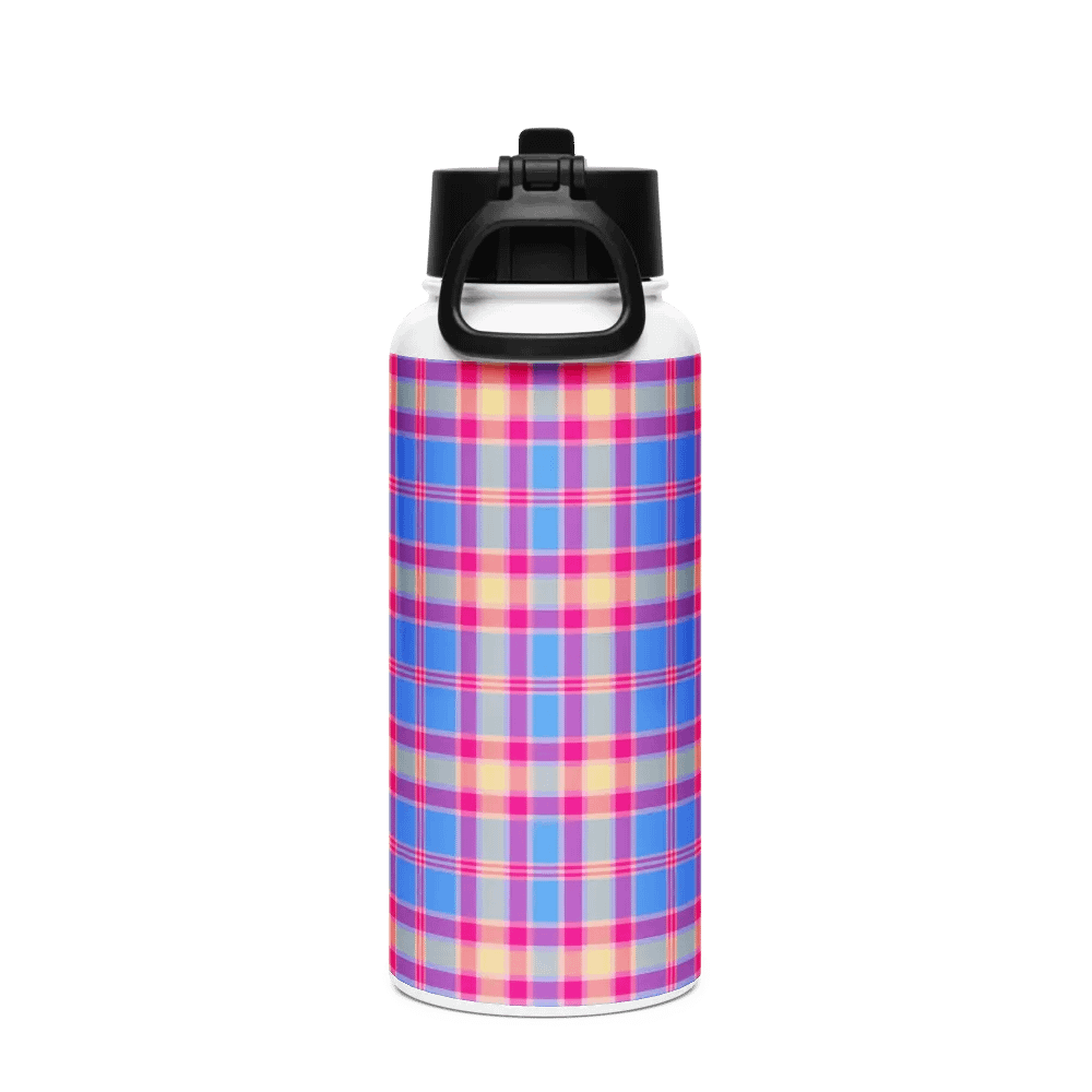 Blue, Hot Pink, and Yellow Plaid Water Bottle product image (3)