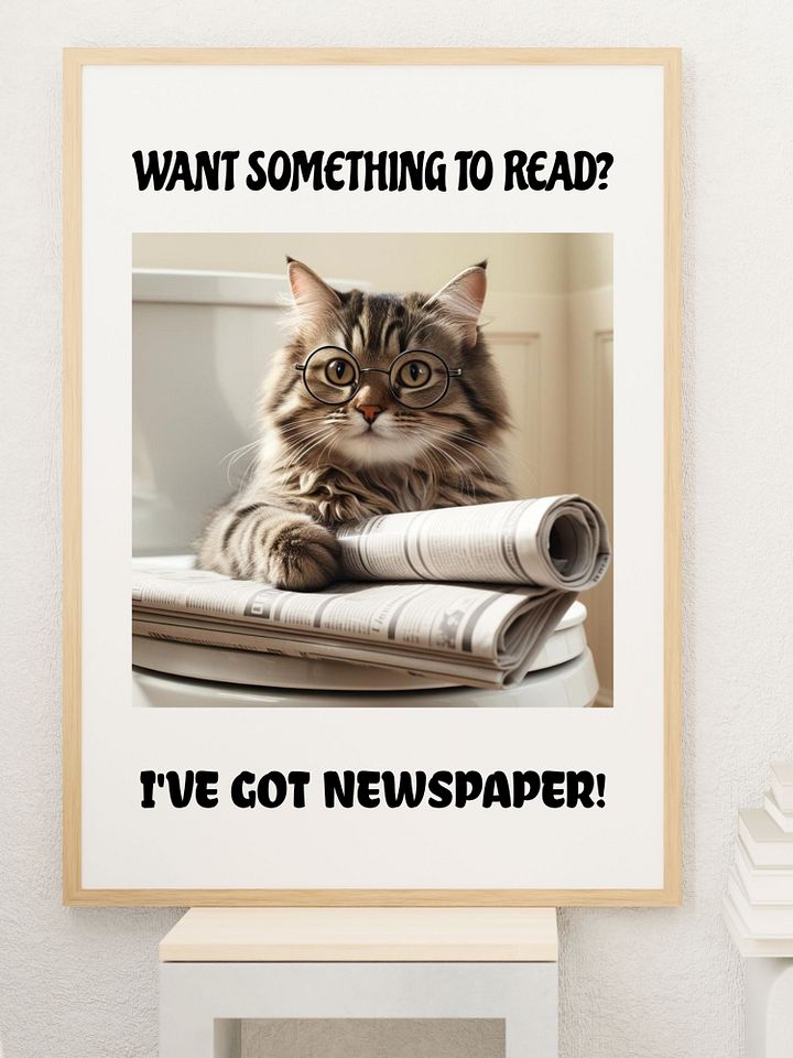 Cat With Newspapers Bathroom Downloadable Wall Art product image (1)