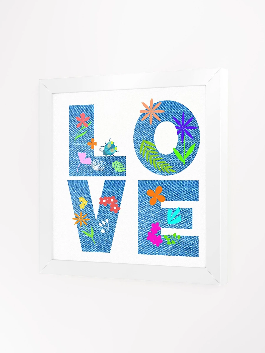 LOVE Typography Flower Filled on Denim Background Framed Picture product image (2)