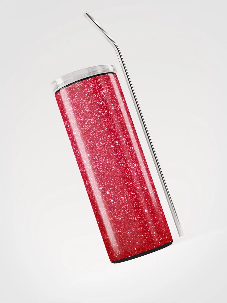 Radiant Red Glitter Stainless Steel Tumbler | Eco-Friendly 20oz with Reusable Straw product image (3)