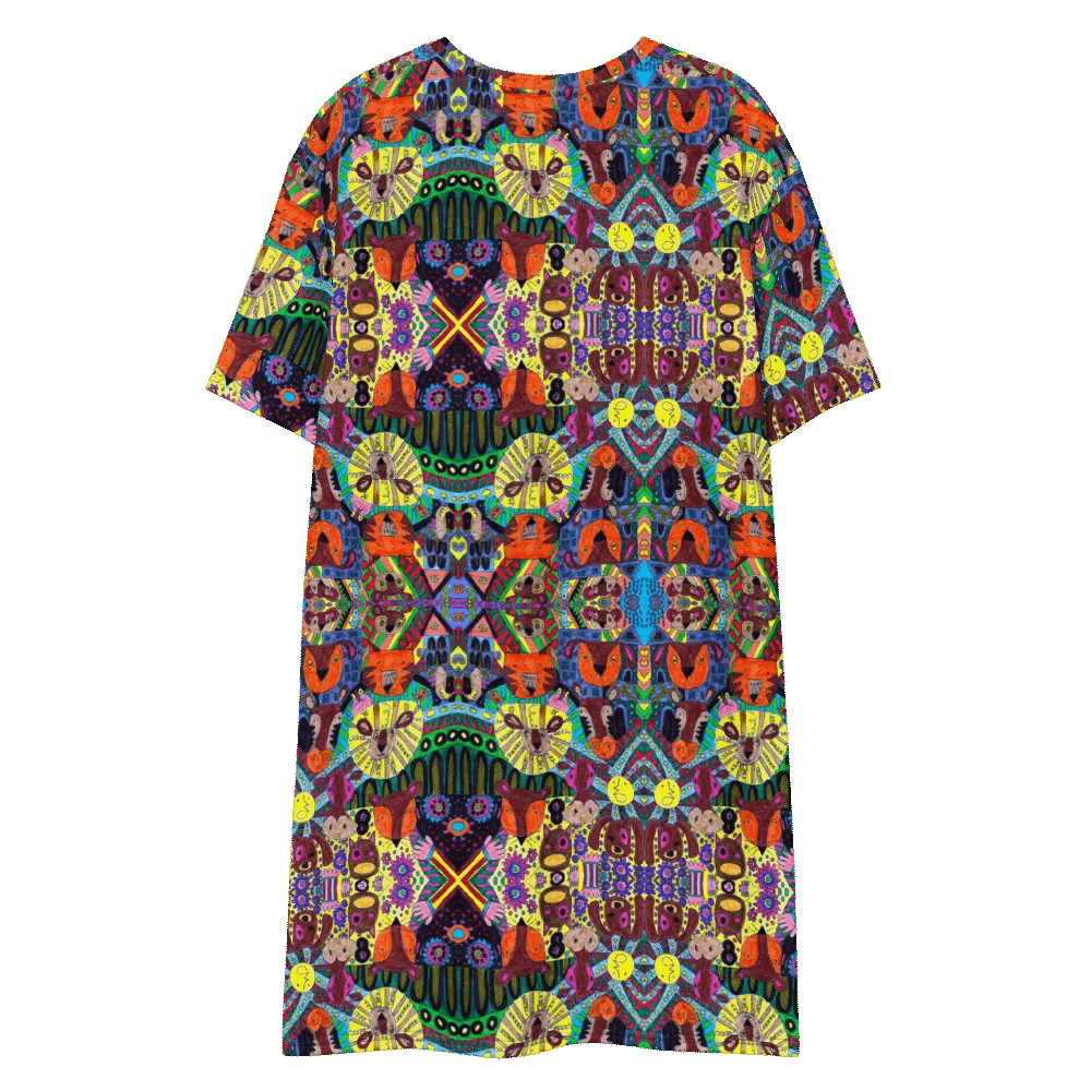 Abstract Doodle Art Animals Ladies T Shirt Dress product image (8)