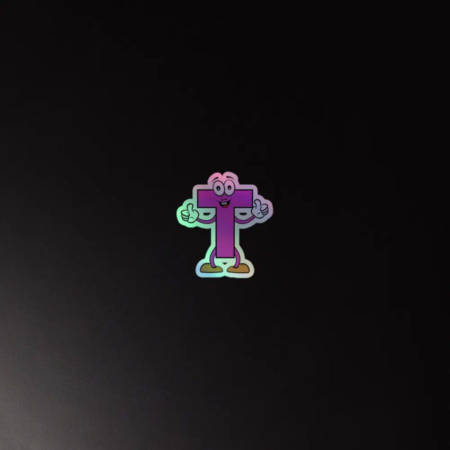 T Letter Cartoon Character Holographic Sticker product image (4)