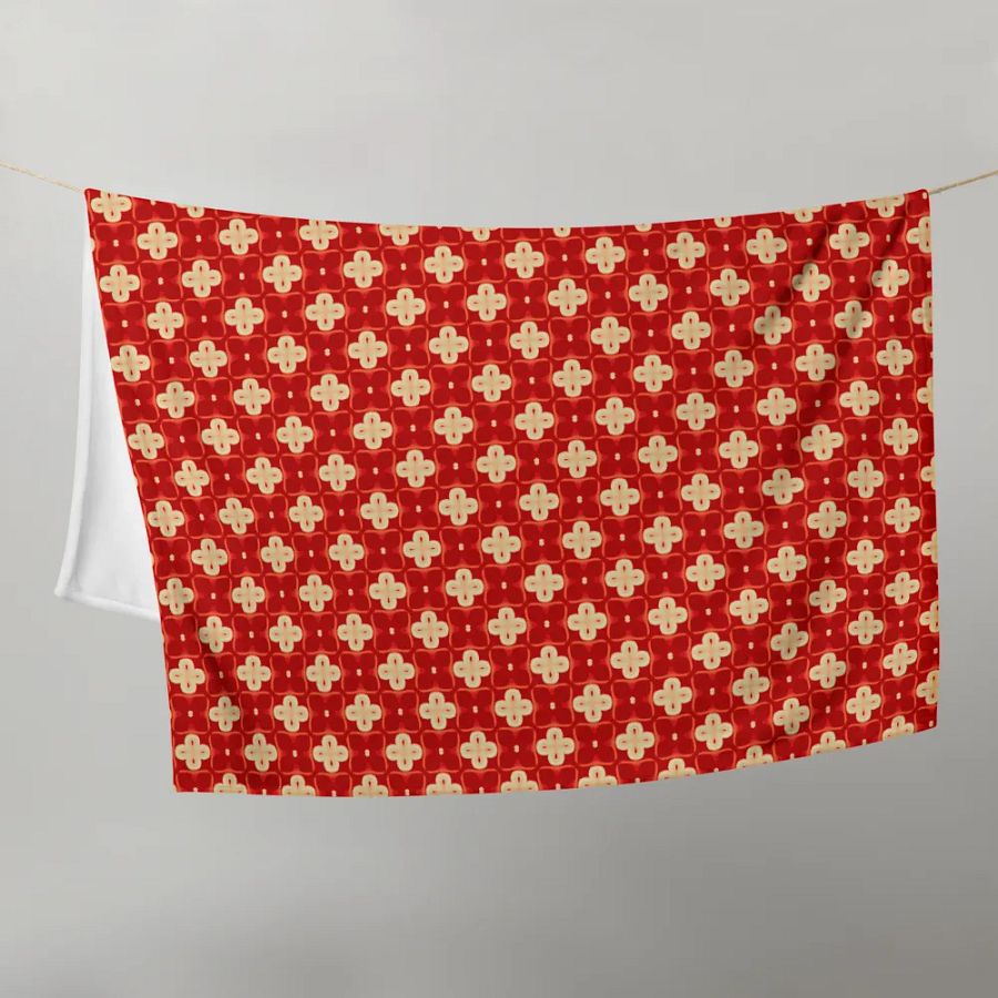 Elegant Red & Cream Seamless Patterned Throw Blanket product image (11)