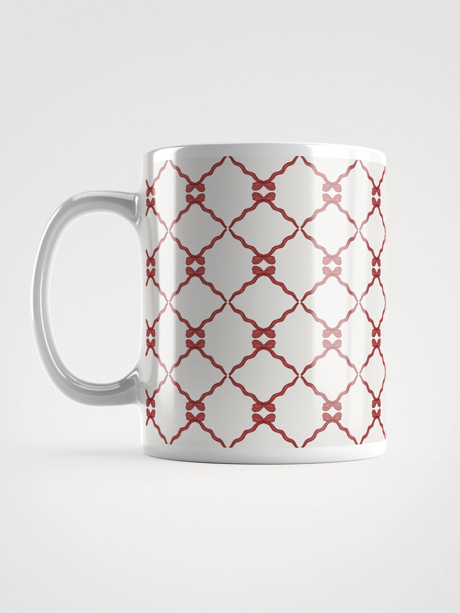 Bows and Ribbon Pattern Mug in White and Red product image (2)