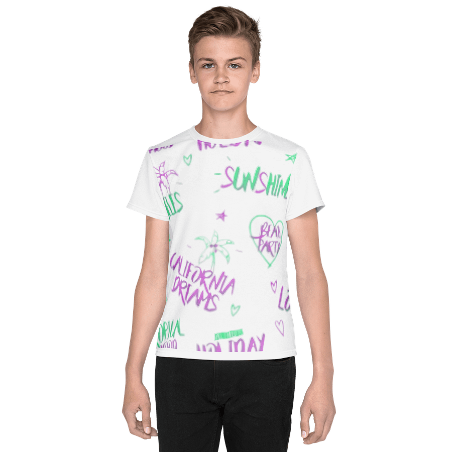 Kids Youth Crew Neck T-Shirt Summer Letter All-Over Print product image (1)