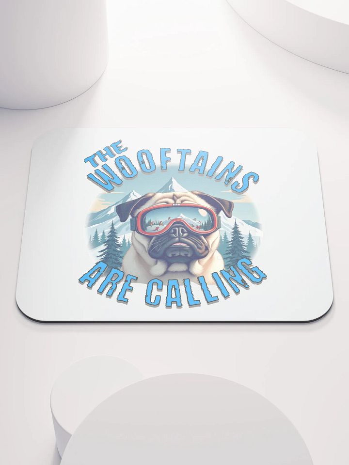 The Wooftains Are Calling Dog Pug Skiing Slopes Mouse Pad product image (2)