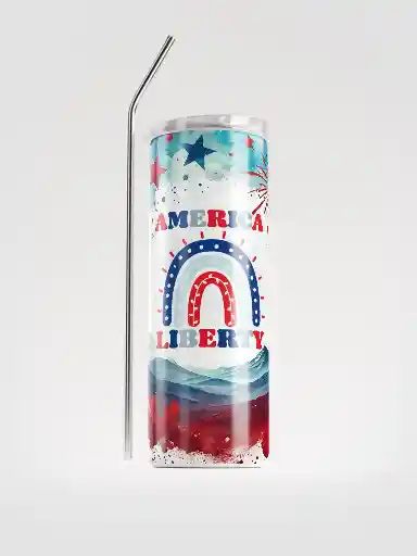 Patriotic Liberty Tumbler Wrap PNG | 20oz America Sublimation Design | Red White Blue Fireworks | 4th of July Digital Download product image (4)