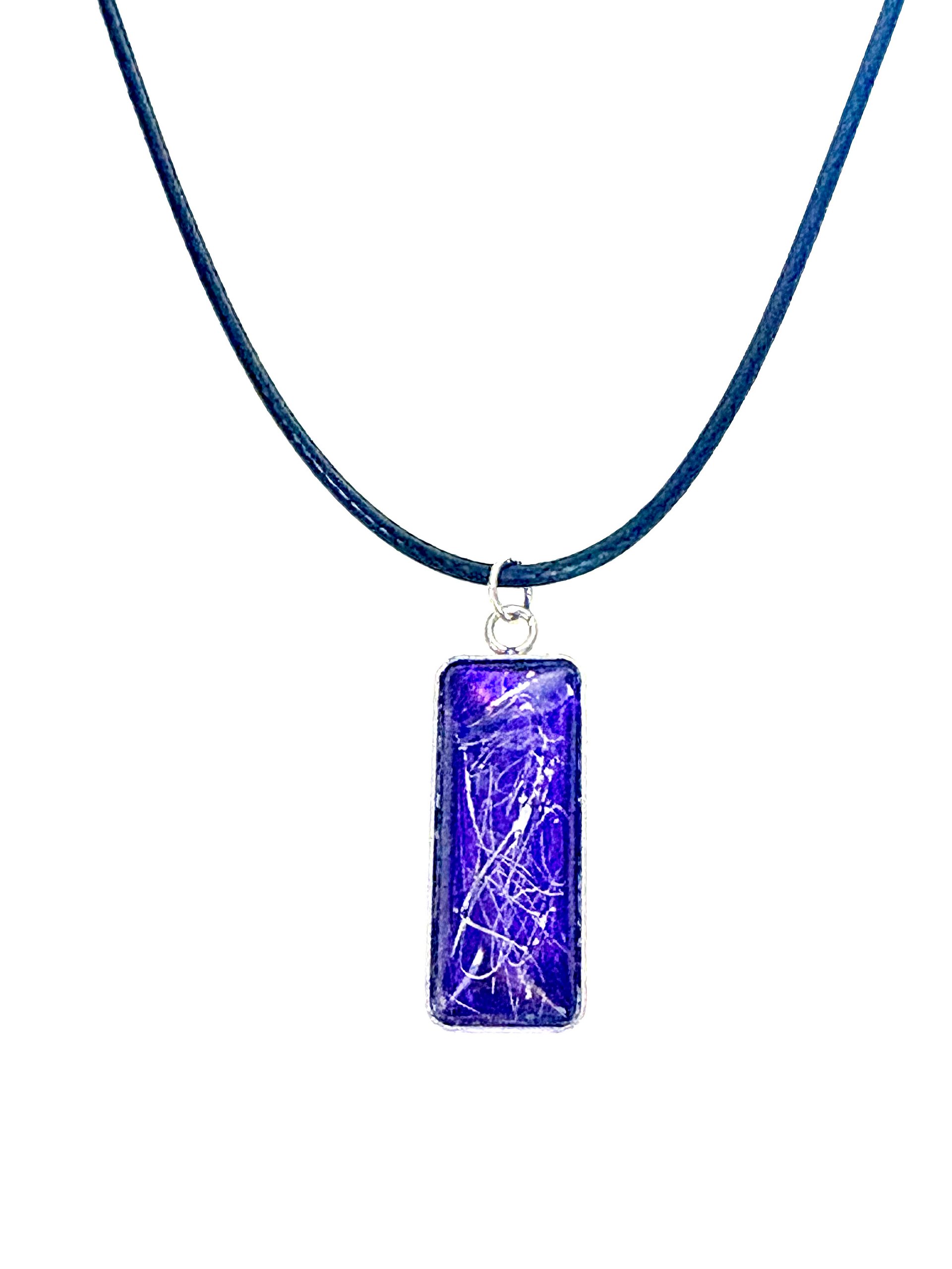 MFD-00158 | Electric Tide Pendant Necklace | Purple & Silver | Rectangle Cabochon | Monique Faella Designs™ product image (1)