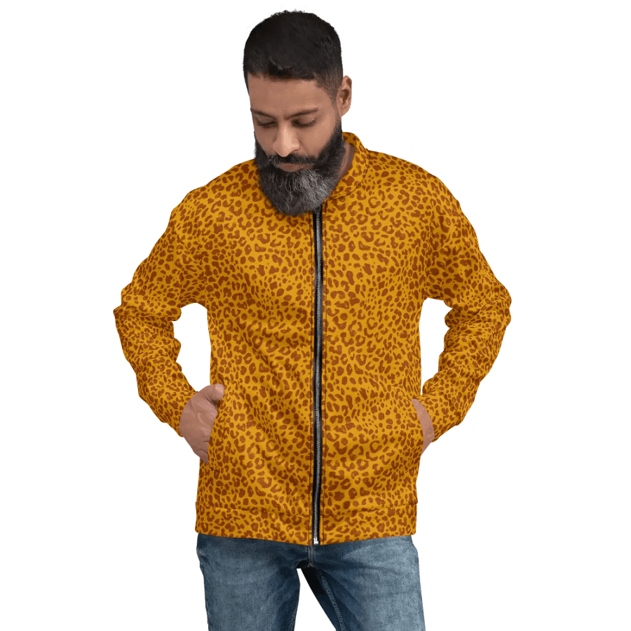Leopard Print Honey Yellow Bomber Jacket product image (11)
