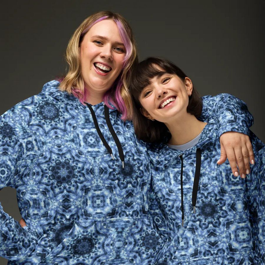 Abstract Navy and Blue Pattern Unisex Hoodie product image (11)