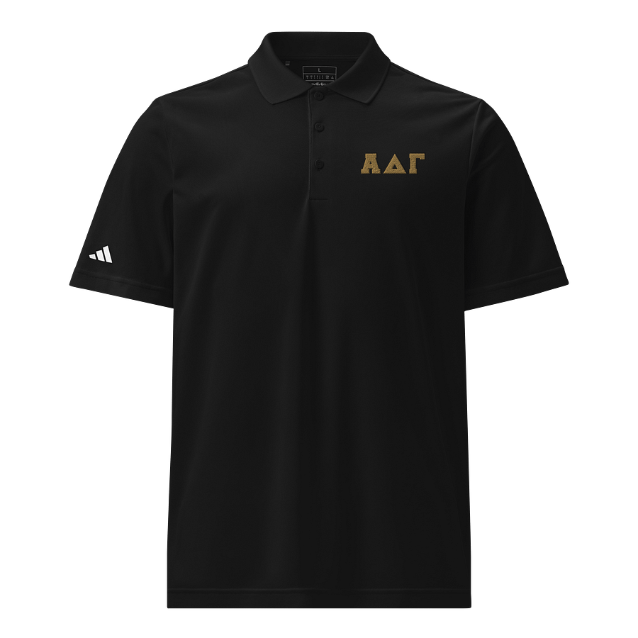 Alpha Delta Gamma Adidas Letter Polo in Black product image (1)