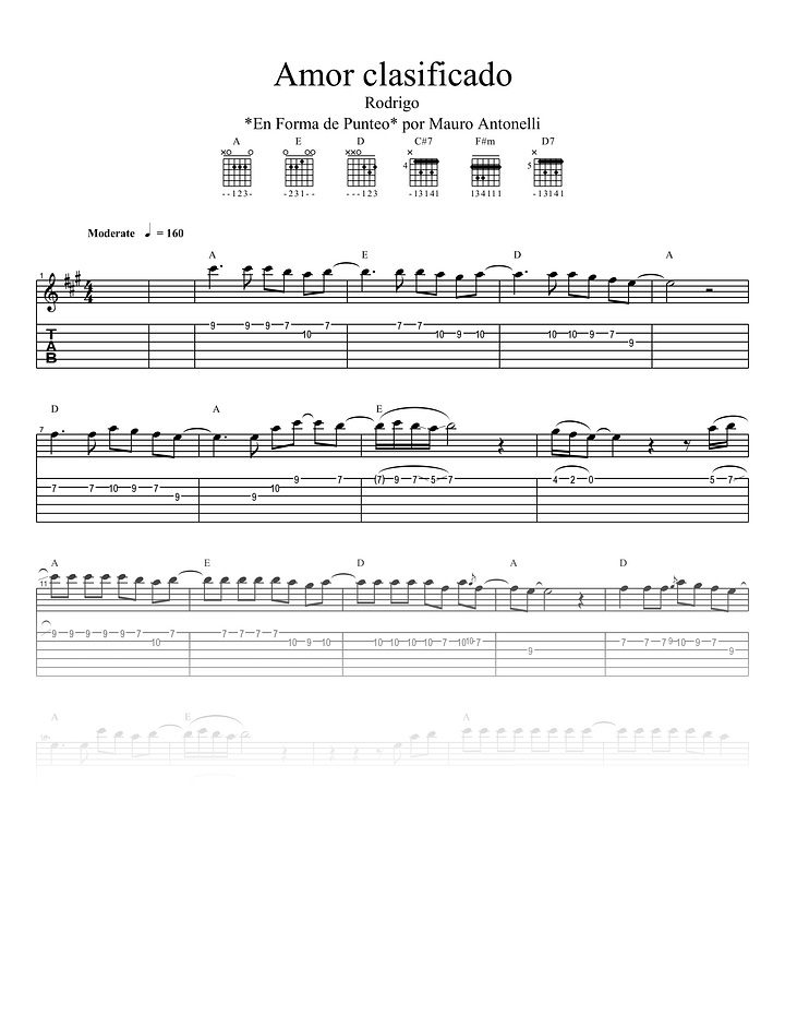 Amor clasificado - Partitura + Tabs + Acordes + Pista product image (1)