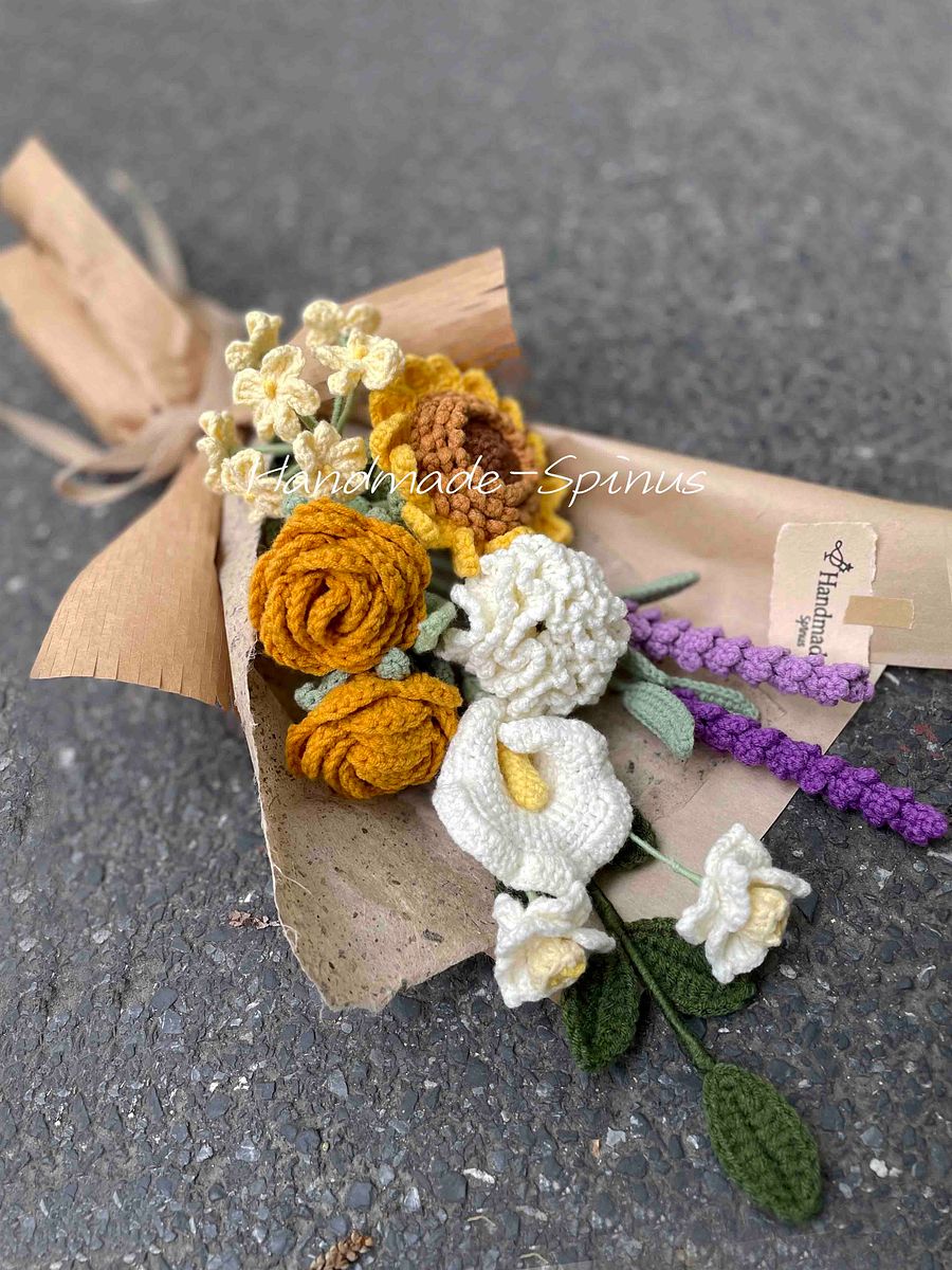 Sunflower & Lavender Temptation Crochet Knit Bouquet product image (5)