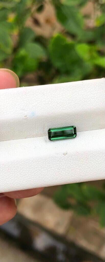 GREEN TOURMALINE FOR WIRE WRAPPING STONE FOR RING & GIFT, EMERALD CUT, 1.10 CRT product image (2)