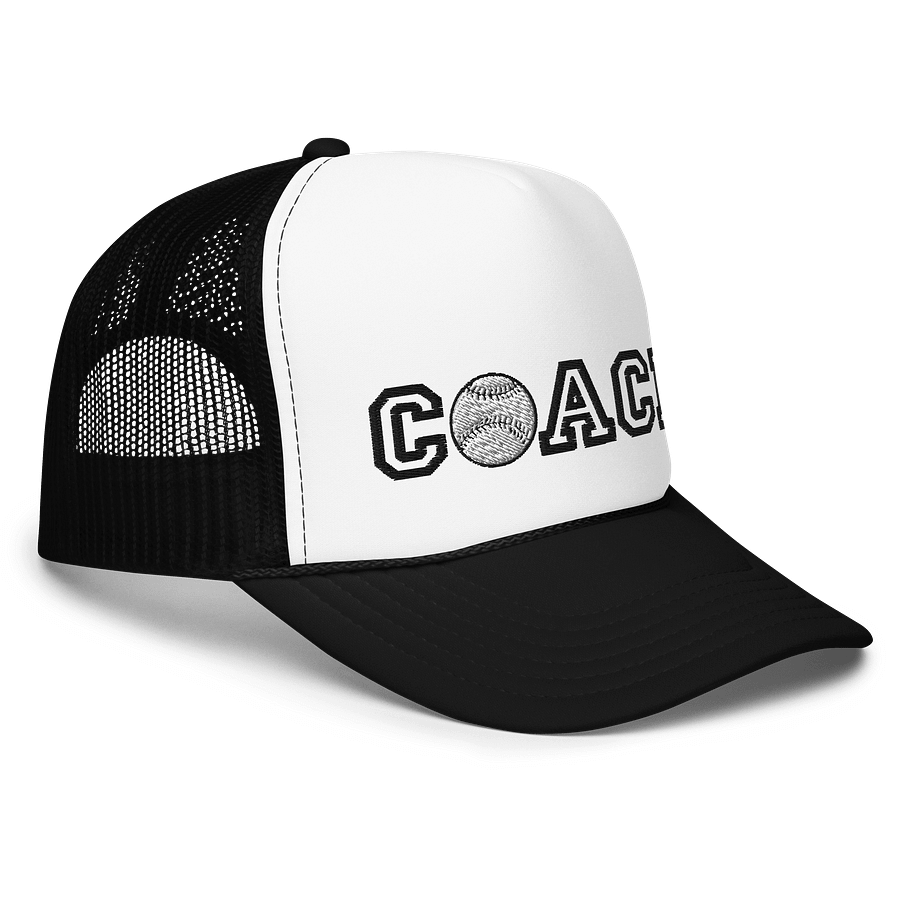 Baseball Coach Foam Trucker Hat – 3D Puff Embroidered Snapback product image (20)